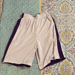Adult Small, reversible White and Purple Athletic Shorts